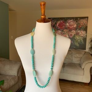 Long turquoise and sterling silver necklace